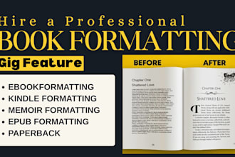 ebook formatting, amazon kindle formatting, paperback book formatting, print