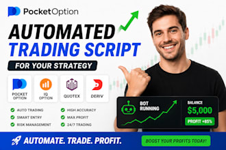program automated pocket option, deriv, quotex and iq option script for strategy
