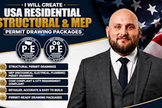create USA residential structural and mep permit drawing packages