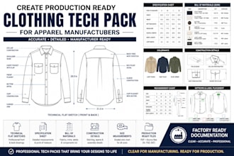 create production ready clothing tech pack for apparel manufacturers