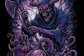 design scary, horror, heavy, death metal logo illustrator for t shirt design