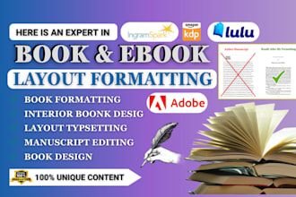 do professional book formatting, kdp layout design, and ebook formatting