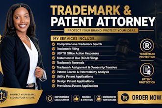 do trademark search, register trademark, and file patents as a uspto attorney