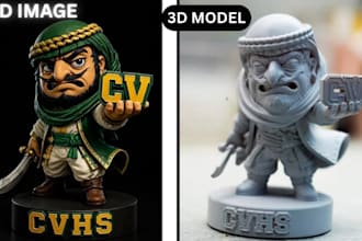convert 2d to 3d model from image photo logo sketch to stl for 3d printing