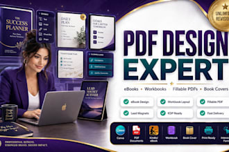 create PDF design, ebook, workbook, book cover and PDF
