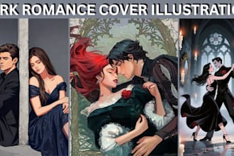 design dark romance book cover, fantasy cover illustration, based on your style