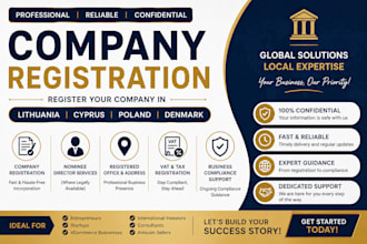 register your lithuania,cyprus,poland, and denmark company with nominee director