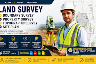do land survey, boundary survey, property survey and site plan