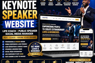 keynote speaker website life coach social media manager ads leads public speaker