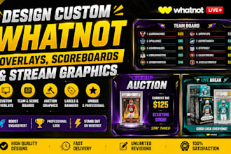 design custom whatnot overlays, scoreboards and stream