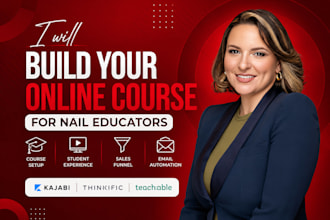 build nail tech academy online course website kajabi thinkific, teachable setup