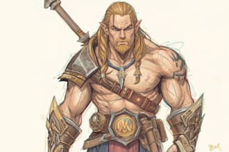 draw concept art and illustration of characters and monsters