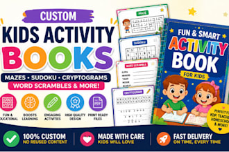 create custom maze, cryptogram, word scramble, sudoku and kids activity book