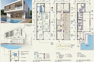 draw architectural electrical plumbing hvac mep drawings autocad permit drawing