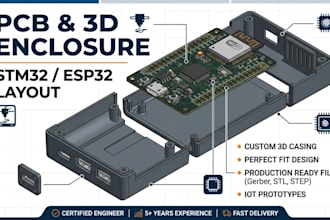 design 3d printable pcb enclosure, custom casing, stm32 and esp32 pcb layout