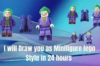 draw you as manifigure lego style in 24 hours