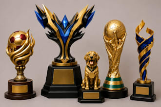 design custom 3d trophy, award, medal and plaque models