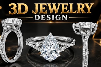 create photorealistic 3d jewelry rendering and cad design
