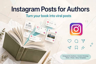 create instagram posts and book synopis for authors