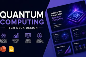 quantum computing presentation, investor pitch deck, quantum tech slides designs
