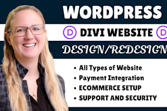 design divi wordpress website, divi wordpress redesign and wordpress development