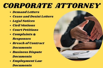 lawyer in newyork and write demand letters, cease and desist,legal notice,motion