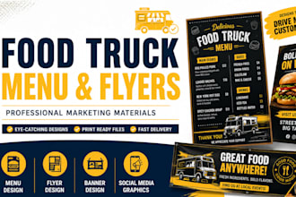 design food truck menu flyer banner and promotional marketing materials