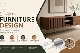 do furniture design, custom furniture, woodworking, cnc and shop drawings cad