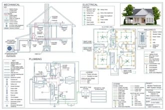 draw architectural design and draft hvac electrical plumbing autocad permit
