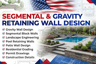 design segmental and gravity retaining wall plans