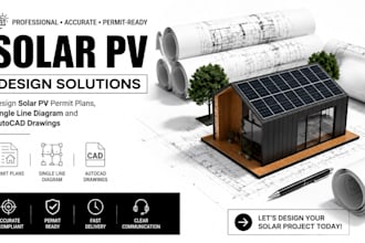 design solar pv permit plans, single line diagram,and autocad drawings