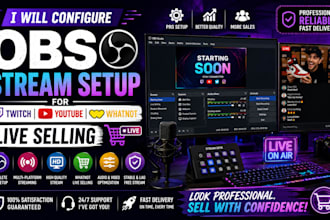 configure obs stream setup for twitch, youtube, and whatnot live selling