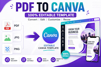 convert PDF, jpg or png into a fully editable canva template