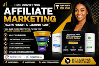 setup profitable sales funnel landing page for affiliate click bank digistore24
