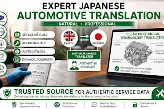 translate car service manuals, catalogs, and articles into japanese