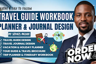 design your travel guide, holiday planner, tracker, journal, itinerary workbook