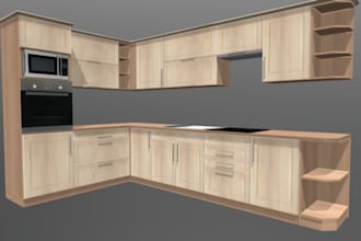 design kitchen cabinets, wardrobes and custom furniture in solidworks cad model