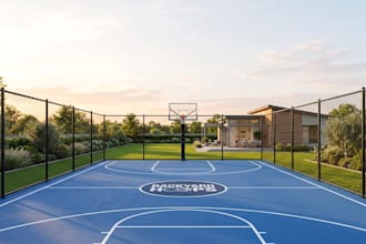 design 3d sport field, basketball court, badminton court,  tennis padel court