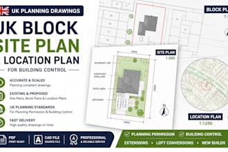 create scaled block plan, site plan and location plan for UK planning permission