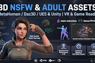 create 3d nsfw character model daz3d metahuman adult animation for game or VR