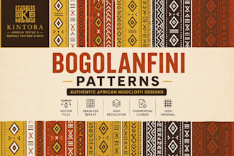 design authentic bogolanfini mudcloth seamless patterns