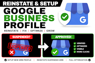 setup gmb profile, reinstate and fix gmb suspended profile and optimization