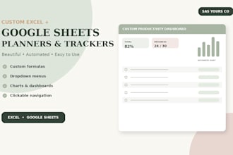 design a custom excel or google sheets planner and tracker