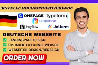 build perspective funnels and onepage io german landing pages