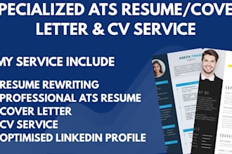 do professional ats resume, cover letter, CV, linkedin