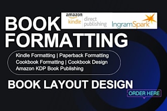 do book formatting, kindle formatting, paperback formatting, cookbook formatting