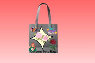 design custom tote bag, tshirt and mug print