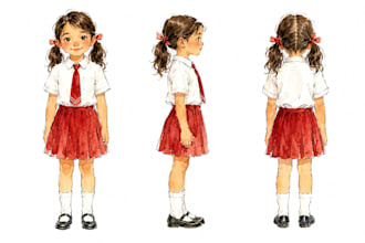 design storybook character with turnaround,poses and emotions