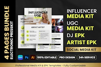 design influencer media kit, ugc media kit, dj epk artist epk, social media kit