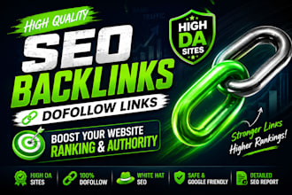 build seo backlinks, dofollow links, high da authority for google ranking